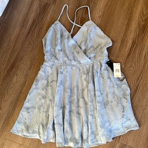 Backless baby blue floral dress